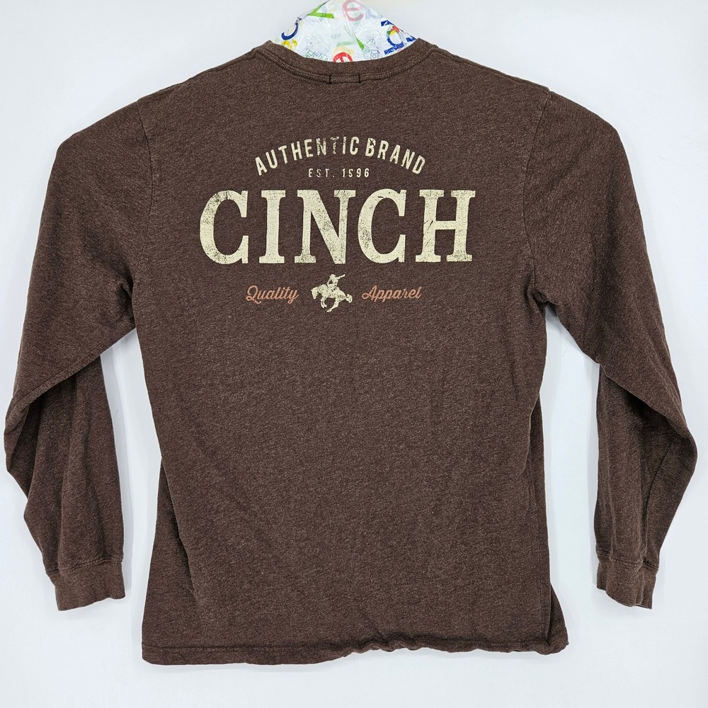 Cinch Shirt Large Long Sleeve Brown Western Tee Crewneck‎ Rodeo